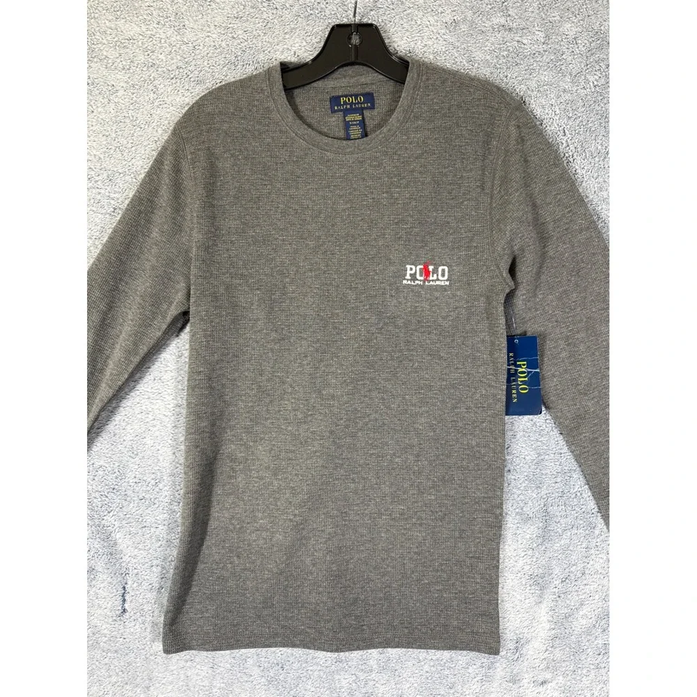 Polo Ralph Lauren Mens Gray Waffle Knit Thermal Sleepwear Shirt S MPW03F